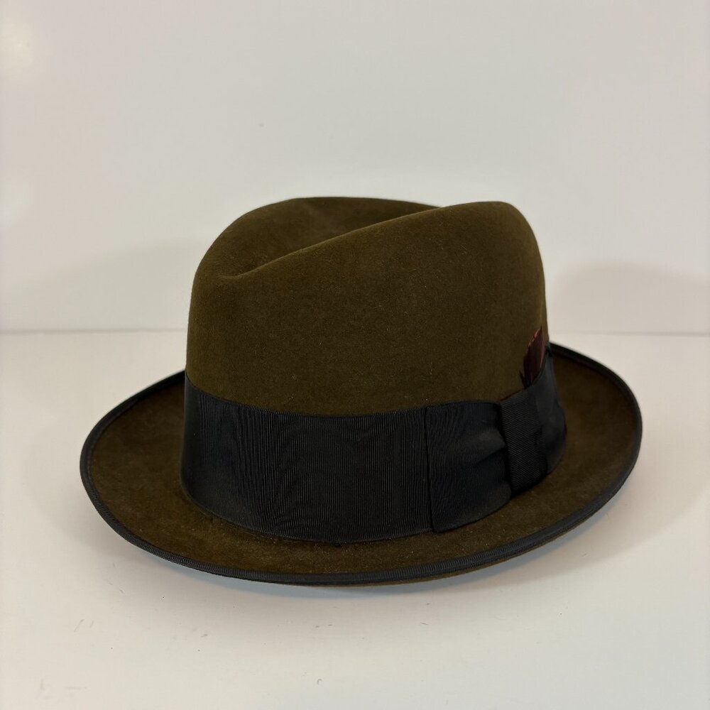 Vintage Towncraft Wool Felt Fedora 7-1/8" XXX Brown Black